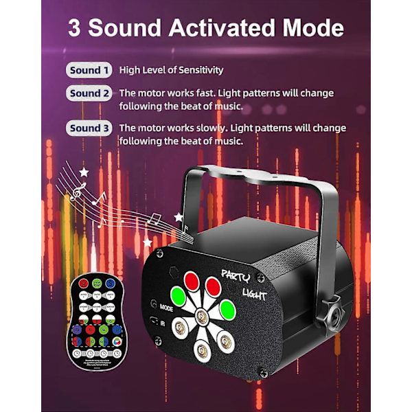 USB Lydaktivert LED Partylys Discolys