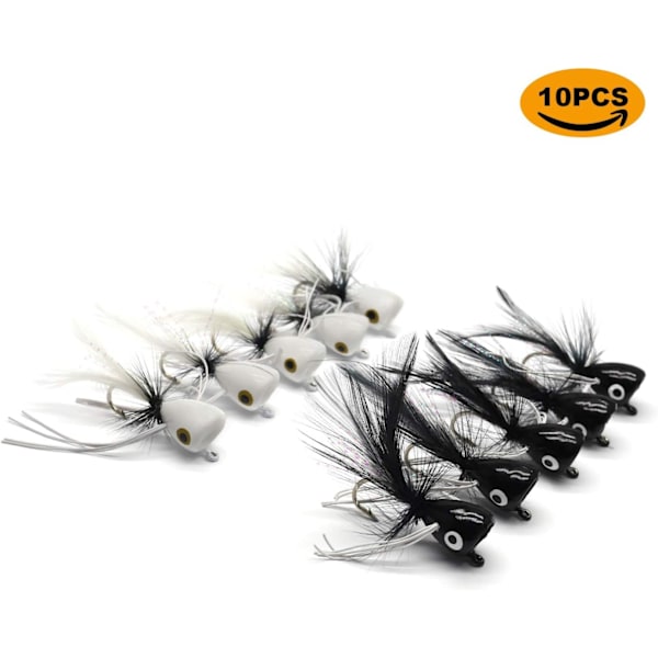 Sæt med 10, Feather Fly Hook Barb Fiskegrej Tilbehør
