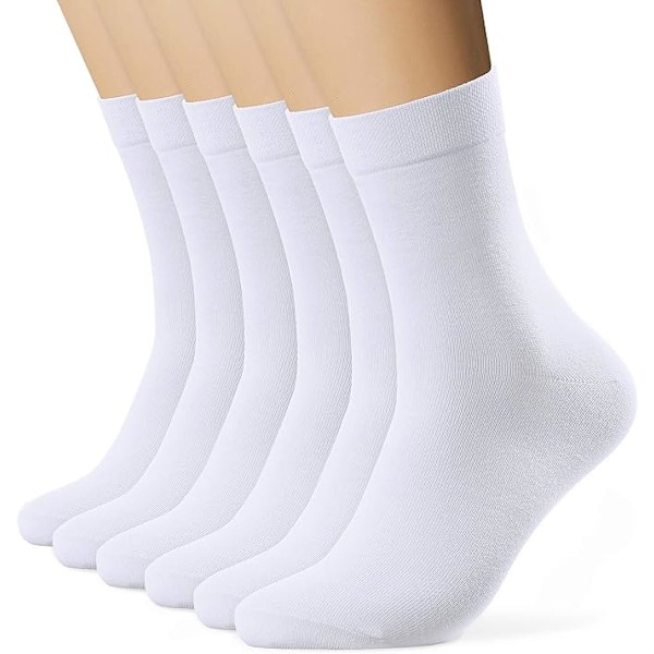 Sokker til Mænd og Kvinder 38-44 Varme Sports Sokker Unisex Business Lange med Bomuld Holdbarhed til Sport Fritid 6 Par White