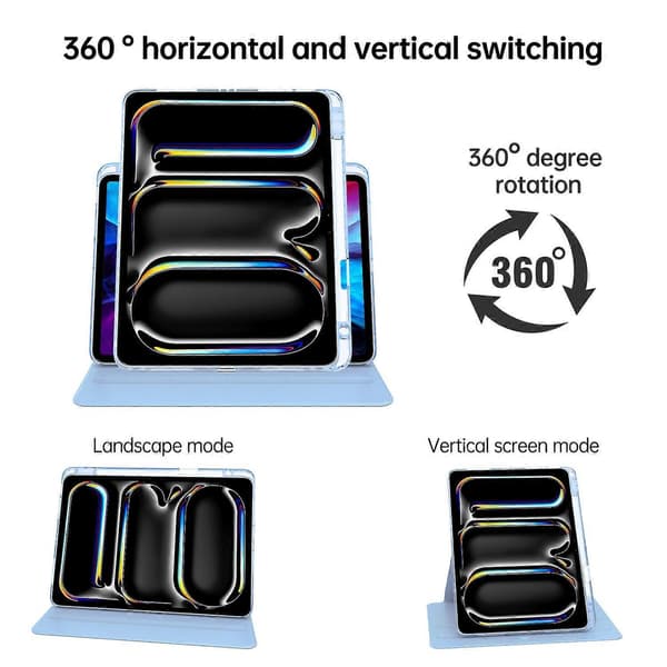 Etui til iPad Pro 13 (2024) PU Læder+Akryl+TPU Roterende Klar Tablet Cover Auto Vågn/Sov