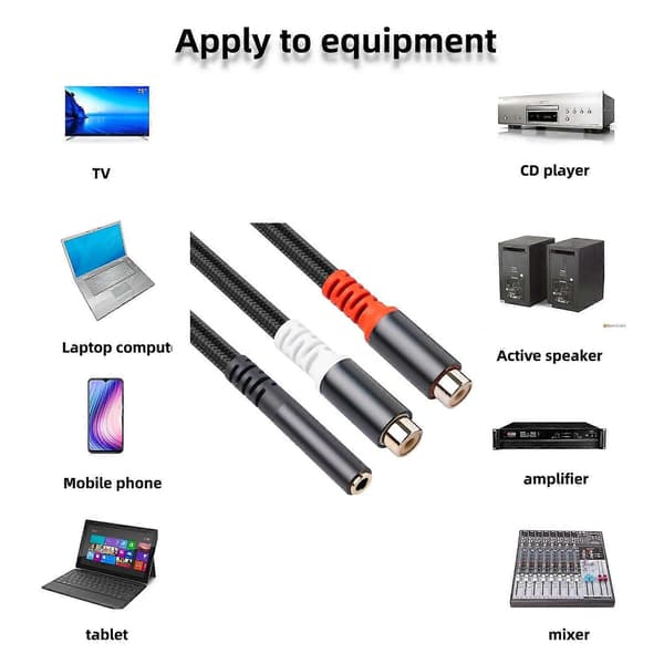 3,5 mm hun til 2 RCA hun stereo adapter lydkabel til mobiltelefon MP3-afspiller notebook