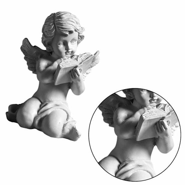 Resin Engel Figur Engel Statue Skrivebordsdekoration Ornament til Kontor Butik Hjem Hvid style 2 8.5x6x12.5cm