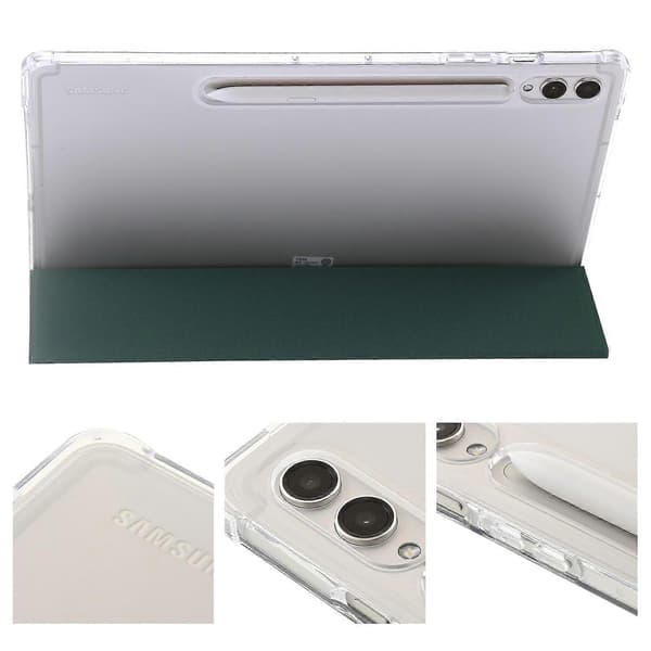 Fodral för Samsung Galaxy Tab S10+ Tri-Fold Ställ Läder+TPU+Akryl Klar Baksida Tablet Skydd