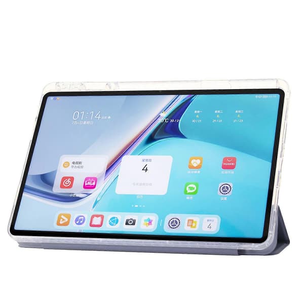 Fodral för Huawei MatePad SE 11, vikbart stativ, läder+TPU+akryl, transparent baksida