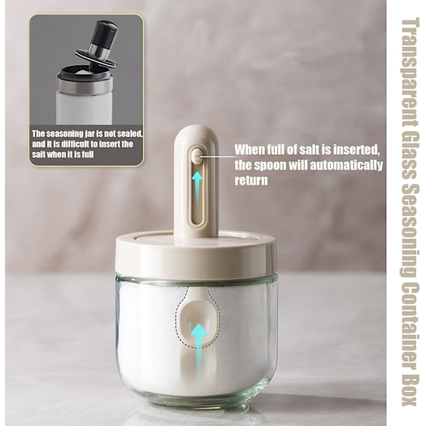Skje Lokk Integrert Retractable Krydderglass, Glass Krydderglass Krydderbeholder