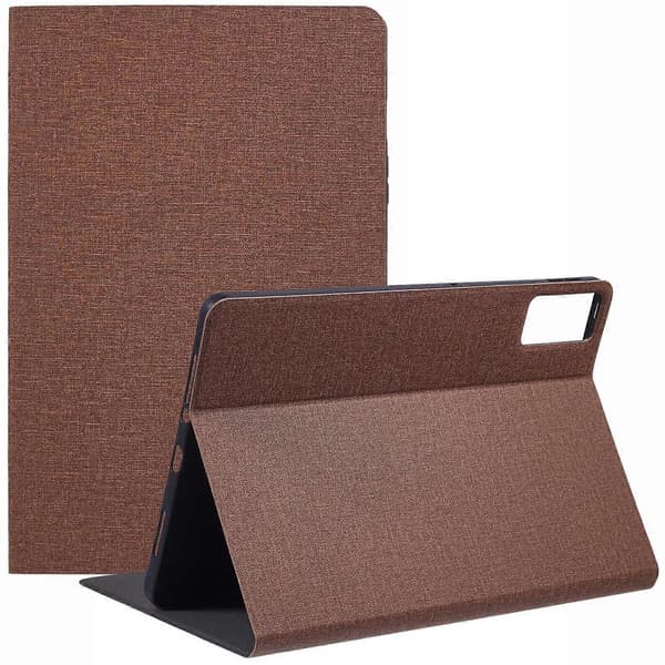 X-LEVEL Etui til Xiaomi Redmi Pad SE, stoftekstur læder tabletcover - Brun