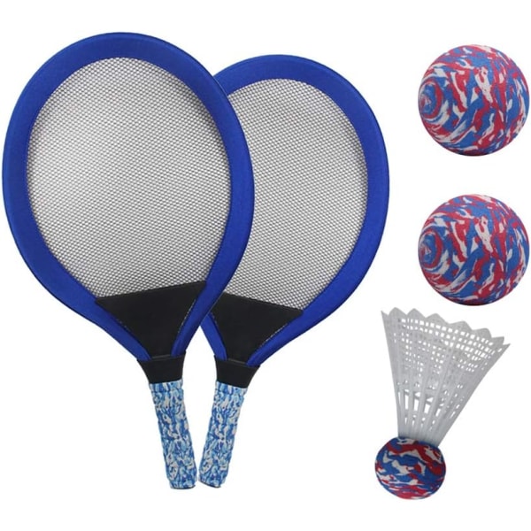 1 par tennis badminton racketar bollar set kit för barn pojkar flickor utomhus strand skola sport, blå