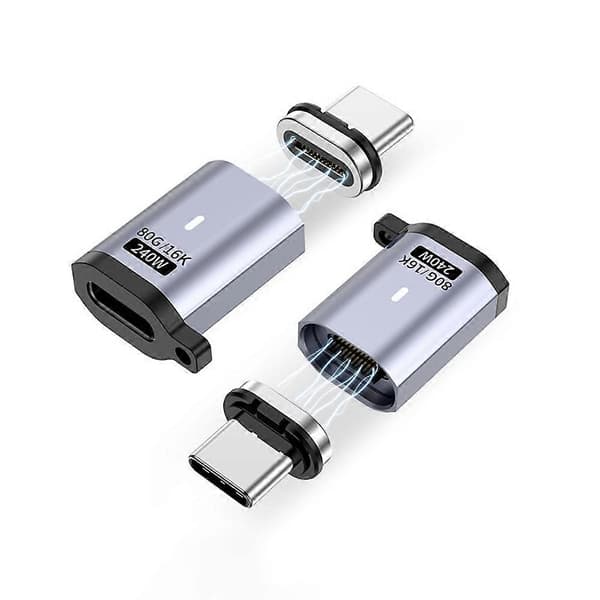 Magnetisk Type C til Type C 16K 60Hz HD Videokonverter 240W 80Gbps Dataoverføringsadapter