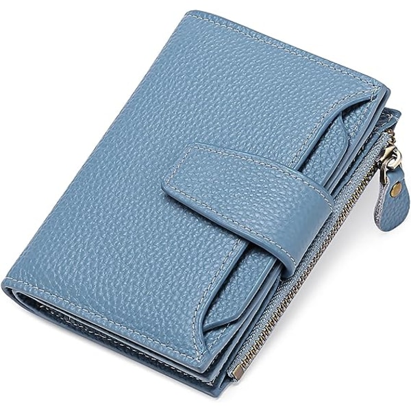 Liten plånbok för kvinnor läder dubbelvikt kompakt skärmad liten damplånbok