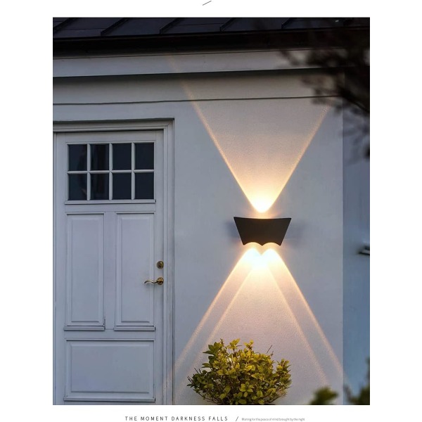 9W Modern LED utomhusvägglampa Vattentät IP65 aluminium vägglampa korridor Downlight för trappa/balkong/trädgård/veranda Svart Varm vit 15CM