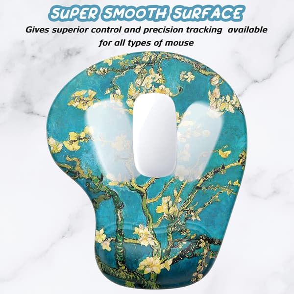Ergonomisk musematte med håndleddsstøtte, gelmusematter med sklisikker PU-base, musematte i minneskum, søt musematte for bærbar PC, blå Blue
