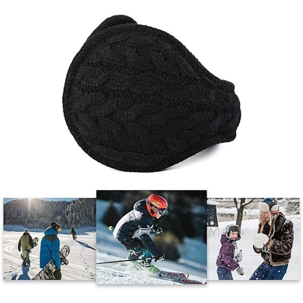 Unisex Varm Stickade Öronmuffar Dam Cashmere Vinter Ren Färg Utomhus Päls Öronvärmare