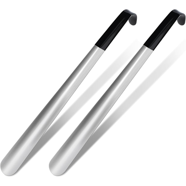 Langt skohorn i metallsett. 42 cm langt skohorn