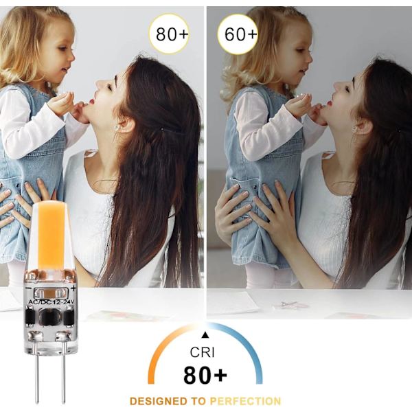 G4 LED 3W 12V AC/DC Glödlampor, G4 3W LED 30W Ekvivalent Halogen Glödlampa, 300LM, Varm Vit 2700K, Icke-Dimbar, 5-Pack