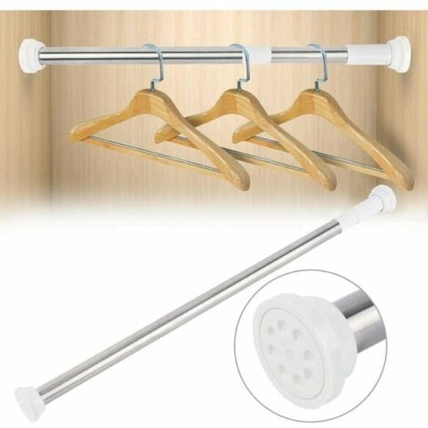 50-80CM Rustfrit bruseforhængsstang i rustfrit stål, teleskopstang i gummi til garderobe/badekar/vindue/tørretumbler
