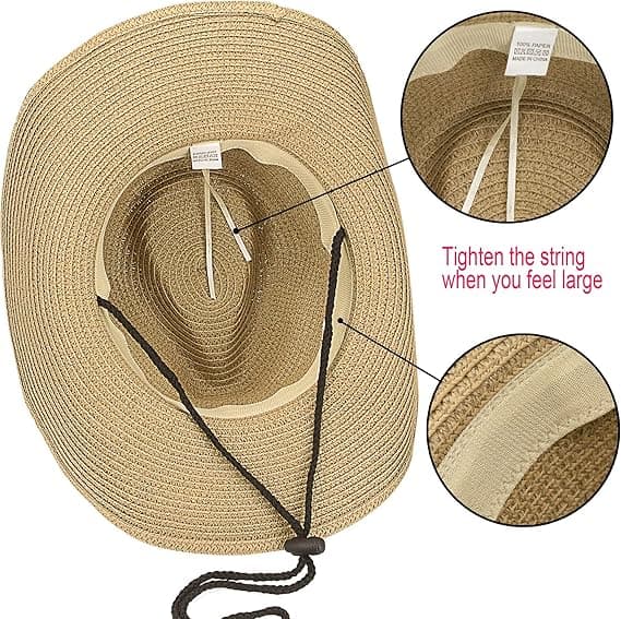 Panama Fedora Hat til Kvinder - Cowboyhat i Strå - Strandhat - Bredskygget Solhat