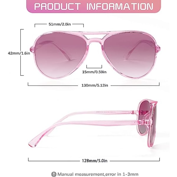 Polariserade solglasögon för barn, flickor och pojkar, solglasögon för småbarn med flexibel ram, 100 % UV-skydd, ålder 5-10 (rosa)