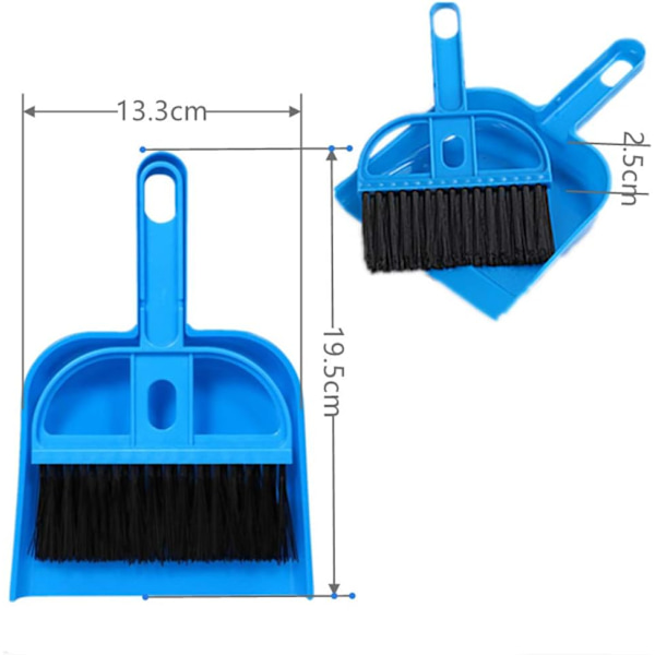 Mini dammborste set bärbar plast borste set (blå) för alla små djur, marsvin, rengöring
