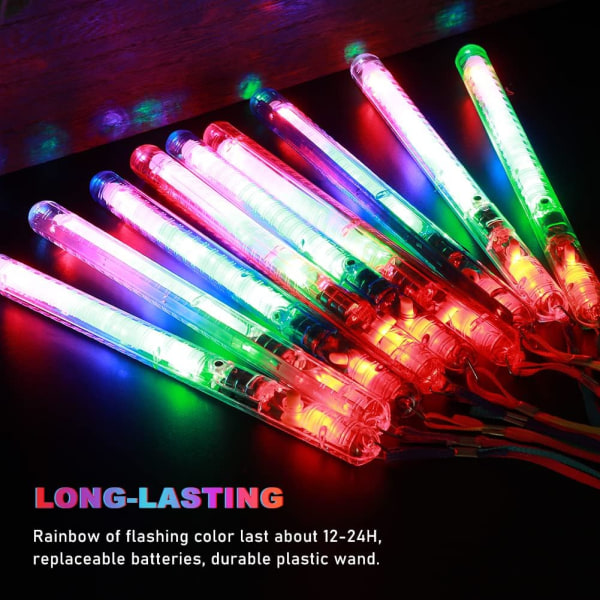 4 stk. LED-lysvand med blinkende lys - flerfarvede LED-lyssticks med snore til Halloween-fester, koncerter (tilfældig farve)