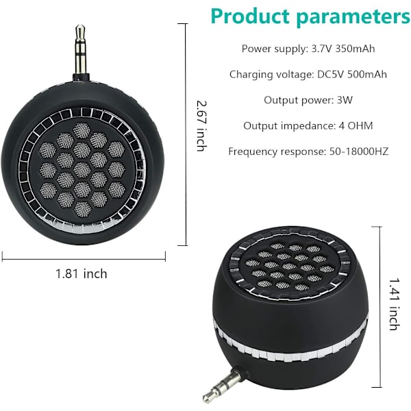 Portabel Högtalare, Mini Mobiltelefonhögtalare med 3,5 mm Aux Ljudgränssnitt i Klar Bas Micro USB Port