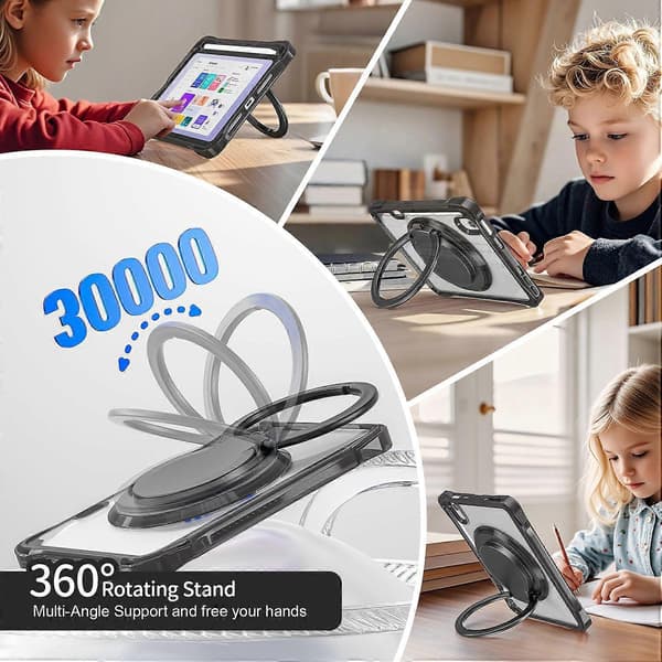 Fodral för iPad mini (2024)/mini (2021) Roterbart Ställ PC TPU Akryl Tablet Skydd - Svart