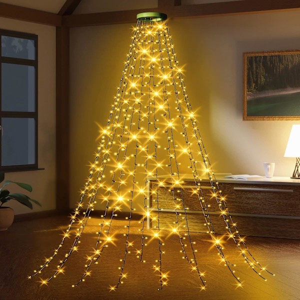 Juletrærlys, 2M * 16 grener 400 LED juletrærlys med 8 moduser og timer, for julepynt - varm hvit
