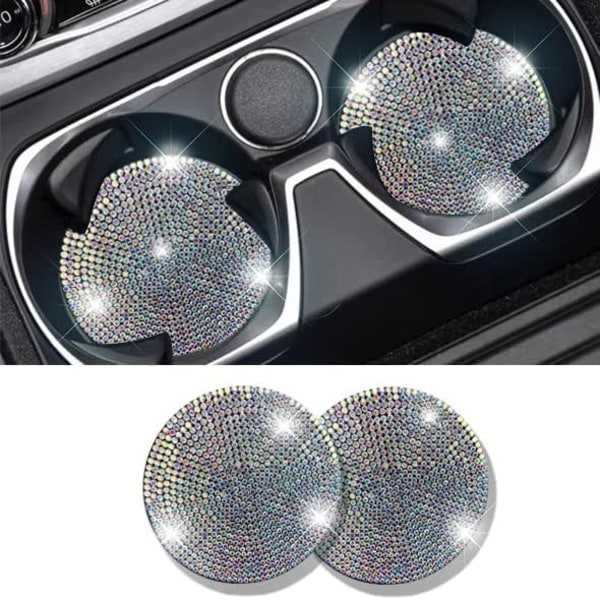 Car Cup Holder Coasters, Shiny Car Coasters, 2 Pack Universal Car Non-Slip Cup Holder Insert Coasters (Colorful)