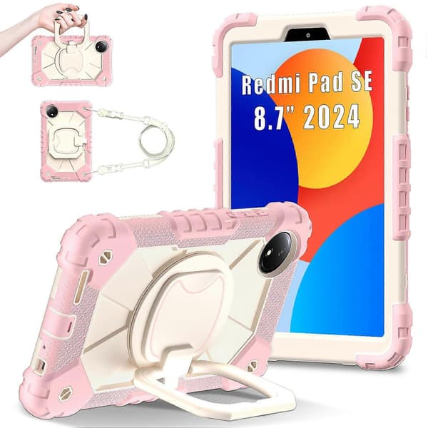 Til Xiaomi Redmi Pad SE 4G 8.7 tommer Etui Silikone+PC Støtteben Tablet Cover - Rosaguld