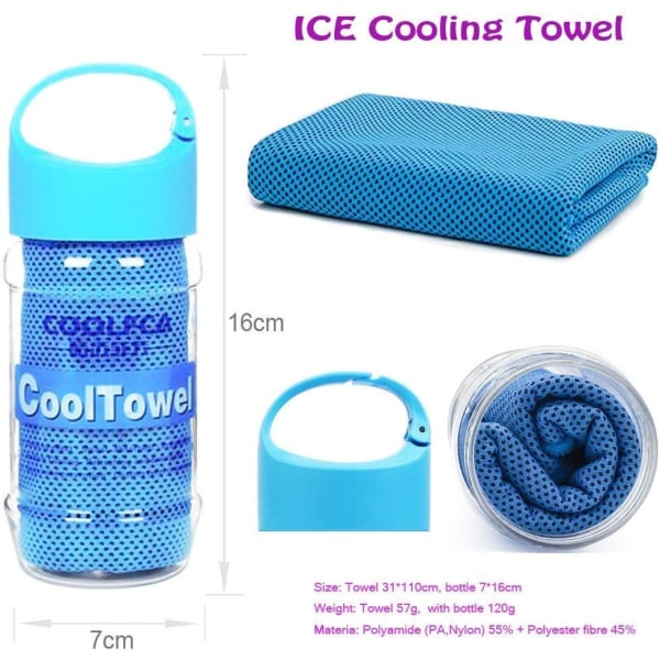 Kylhandduk, iskall sportsvetthandduk för omedelbar lättnad perfekt för att kyla halsduk, panna, armband, bandana, Håll dig kall -blå