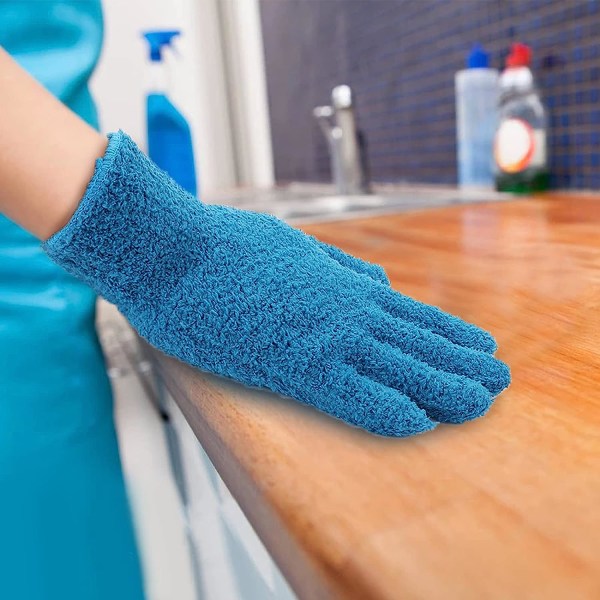 2 par mikrofiber støvhandsker fleksible og praktiske ingen støvafgivelse støvrengøringshandsker