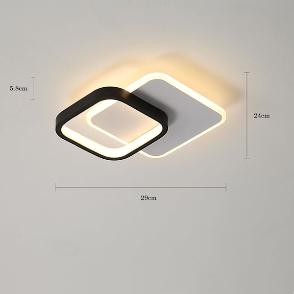 Moderne LED-taklampe, 24W 2700LM Kvadratisk taklampe, 3000K Varmt hvitt