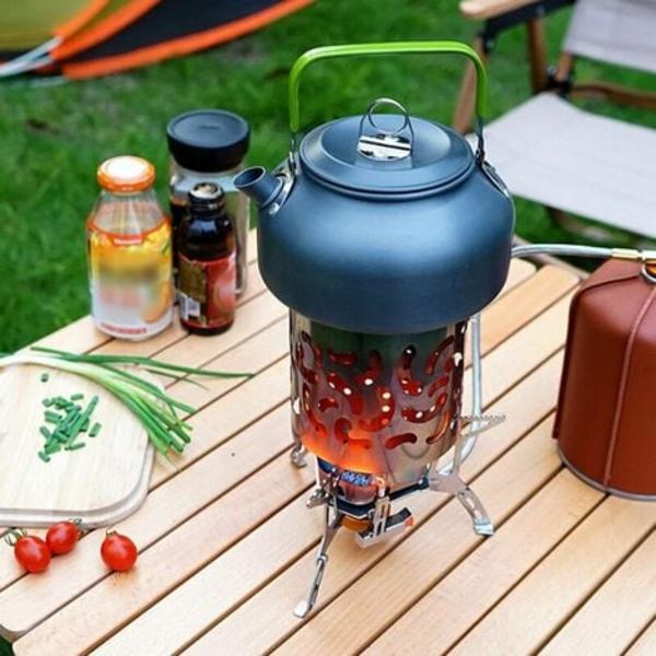 Mini gasscampingvarmer, utendørs campingvarmer mini bærbar komfyr, campingvarmer, varmer i rustfritt stål, for utendørs camping