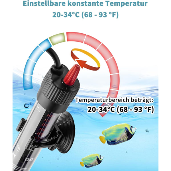 Säädettävä Akvaariolämmitin 30L 25W Akvaariolämmitin Termostaatti 20-34°C Kalasäiliöille ja Akvaarioille