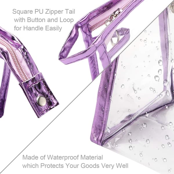 5-pack transparenta vattentäta kosmetiska väskor med dragkedja, bärbara PVC transparenta kosmetiska väskor