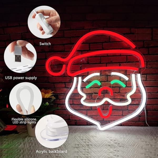 Jultomtens neonskylt, LED-neonskyltar för väggdekor, julakrylneonskyltar med USB/strömbrytare