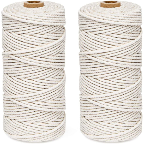 Repkit 3mm x 200m Beige Bomullssnöre, 100% Bomull Makramé Garn Garn, Naturlig Bomullssnöre För Vävning Hängande Växter DIY