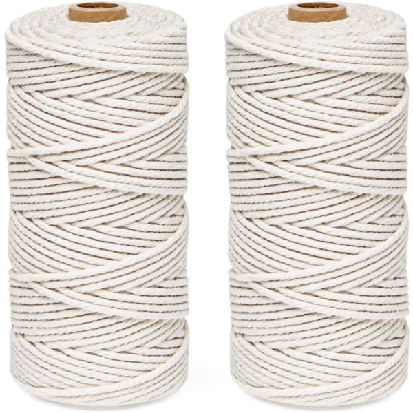 Tauverk 3mm x 200m Beige Bomullssnor, 100% Bomull Makramé Garn Garn, Naturlig Bomullssnor For Vev Hengeplanter DIY