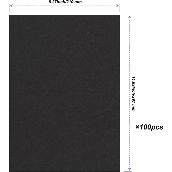100 arkkia A4 230 gsm musta kortti, 21 * 29,7 cm paksu taidekäsityötulostuspaperikartonki leikekirjaan