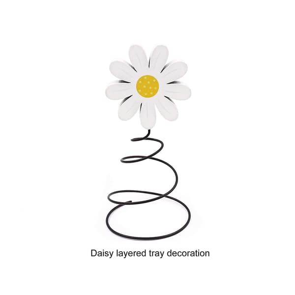 Daisy Dekoration för Flernivåfat Vår Sommar Daisy Dekoration Rustika Träblocksskyltar Gårdshus Inredning Present Idéer Set