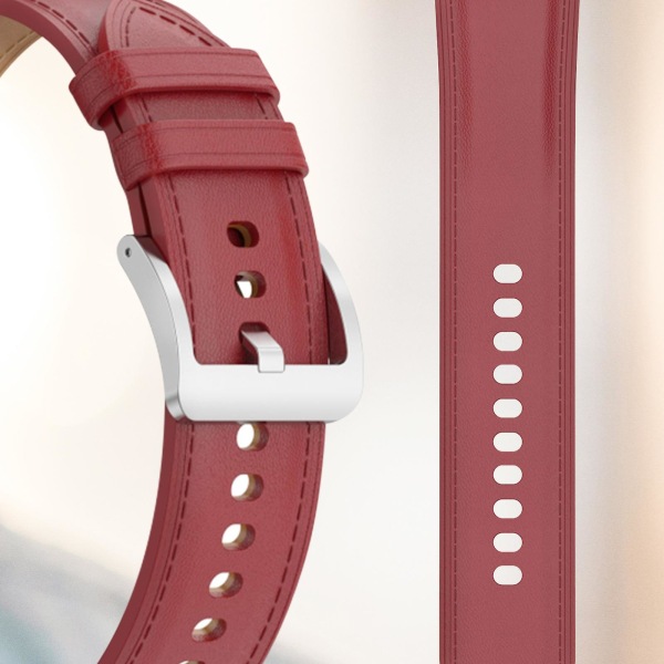 Læderrem til Galaxy Watch / Huawei Watch Rød