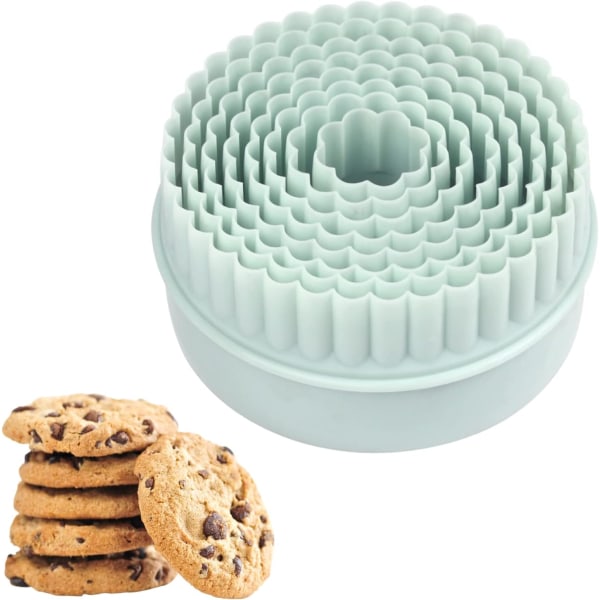 Kjeksformer - To-sidig rund kjeksform, kjeksformer og fondantkakeform - Sett med 8 plastkakeformer.