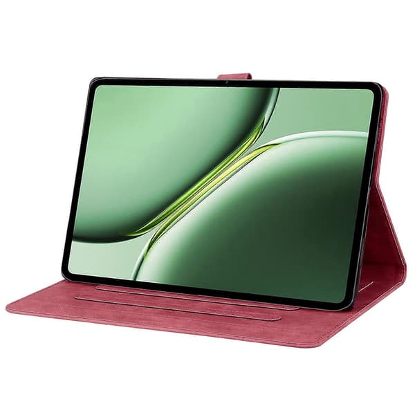 Til OnePlus Pad Pro/Pad 2 Etui Kortpladser Læder Tablet Stand Folio Cover Blomst Kat - Vinrød