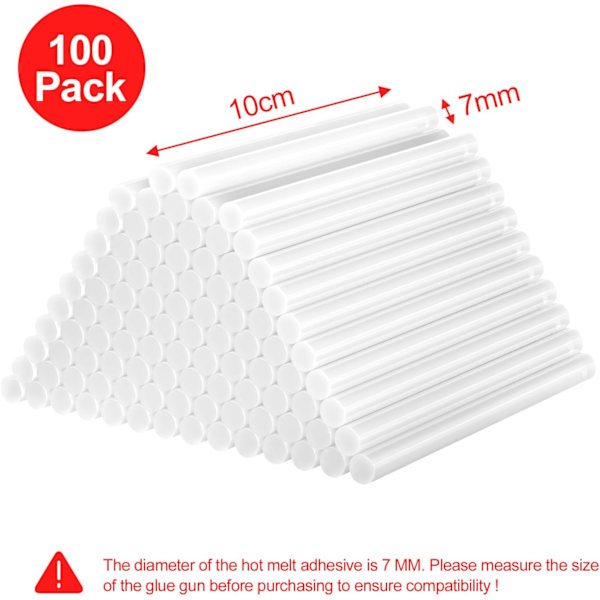 100 stk. Smeltelimstifter 7 x 100 mm, Universelle transparente limstifter for limpistol, egnet for DIY, håndverk