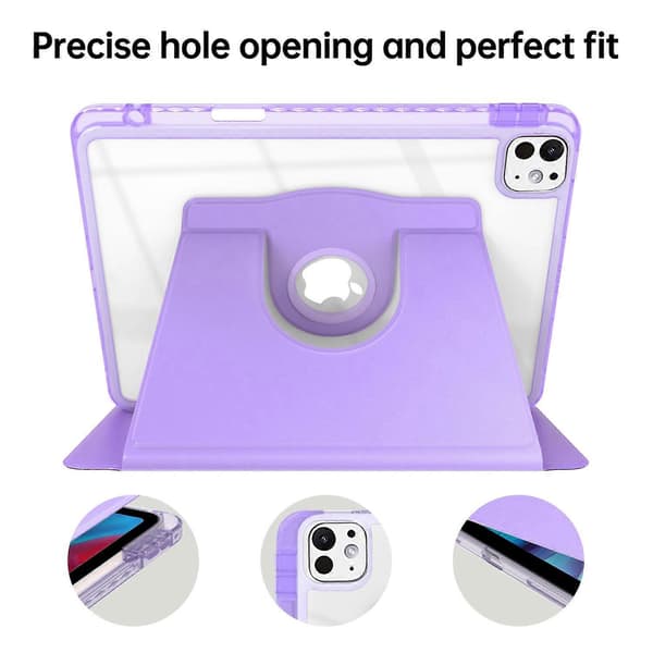Etui til iPad Pro 13 (2024) PU Læder+Akryl+TPU Roterende Klar Tablet Cover Auto Vågn/Sov