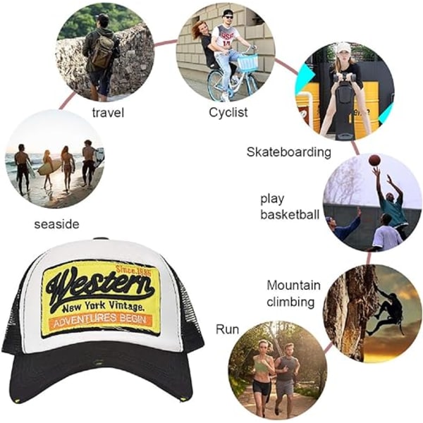 Baseball Cap Mesh Hats Unisex Broderet Bogstav Patch Casual Hats Hip Hop Solhatte Black