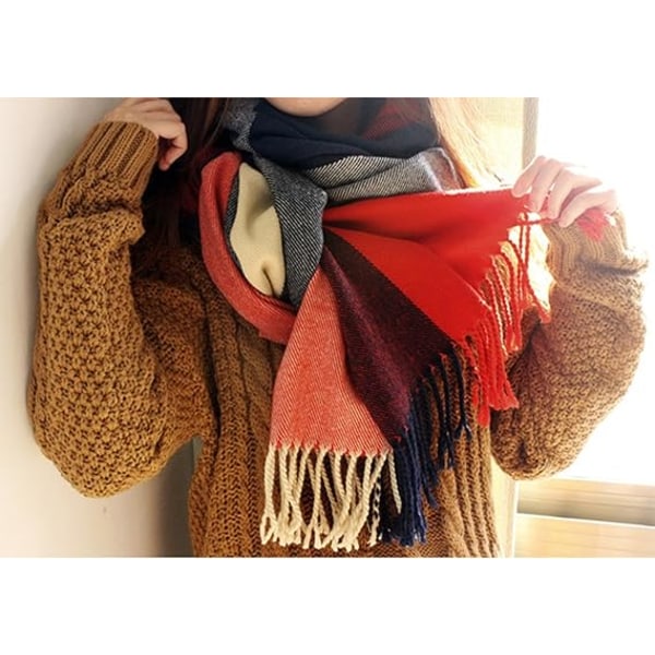 Kvinners lange rutete teppe chunky oversized vinter/varm skjerf store tartan skjerf wrap sjal gaver