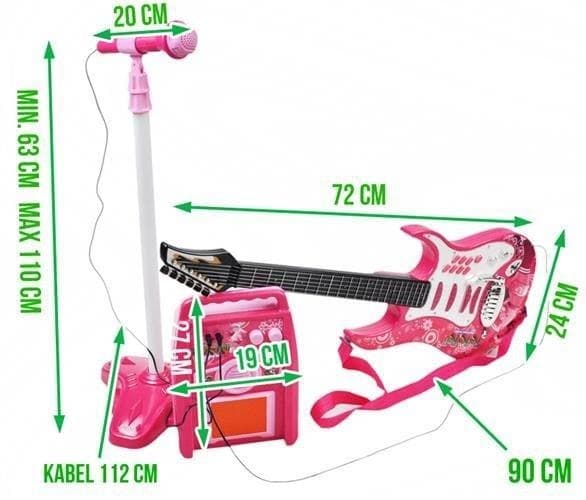 Elgitarr med förstärkare och mikrofon för barn pink