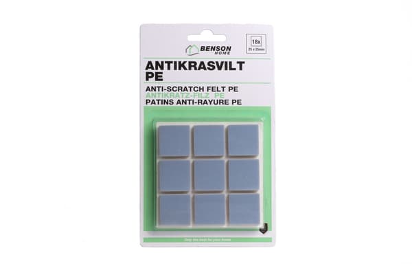 Reptålig filt PE 18-pack 25×25 mm