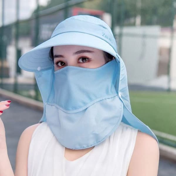 Solhatt med bred brätte - Multifunktionell skyddsfiskarhatt Light blue