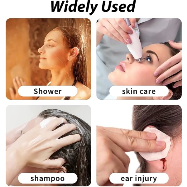 100-pack engångshörselskydd genomskinliga öronskydd för dusch Vattentät cover, genomskinliga engångshörselskydd för hårfärgning, dusch